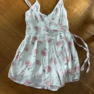 Abercrombie & Fitch White Pink Rose Print Smocked Tank